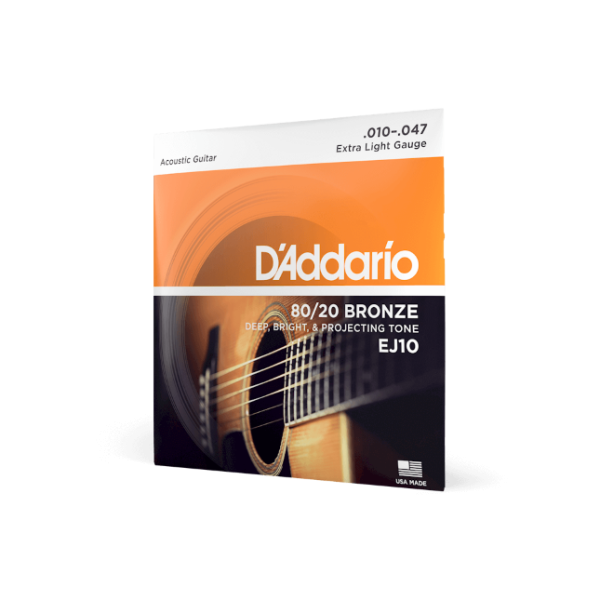 EJ10 80/20 Bronze Acoustic Guitar Strings, Extra Light, 10-47